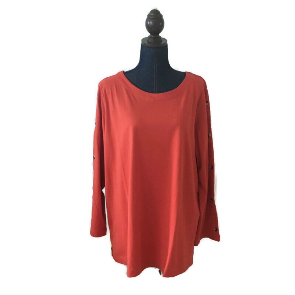 Anthony Richards Rust Orange Top Buttons 1X NWOT